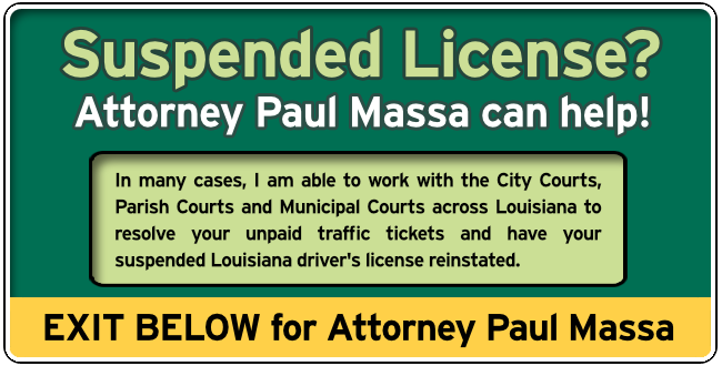 Lafourche Parish, Louisiana Suspended License Attorney Paul Massa Graphic 1